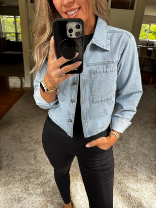 ❤ ONLY $17.50!!! My NEW Lightweight Cropped Jean Jacket (Perfect for us shorties with short torsos) has gone VIRAL!! XS-3XL - Hurry, sizes are limited. 👇 👇