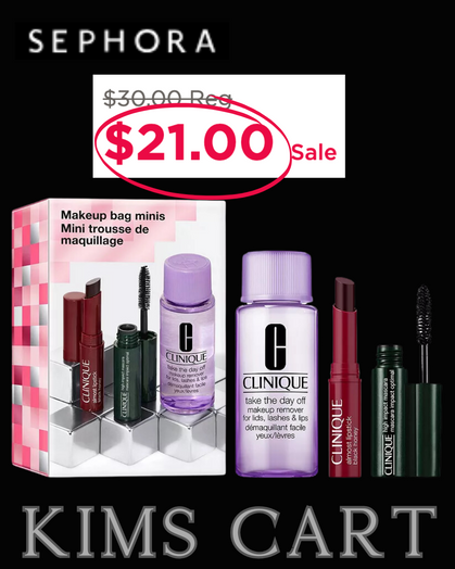 CLINIQUE Makeup Bag Mini's ONLY $21!!  This would make a wonderful last-minute stocking stuffer.  Select free store pick-up. 