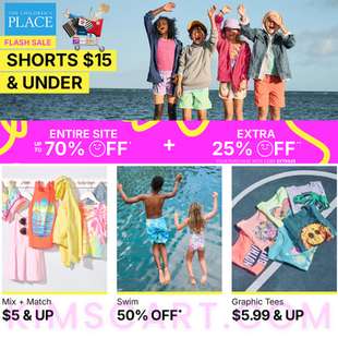 Mommas.... NOW is the time to refresh the kids' wardrobe. The Children's Place 70% OFF + ANOTHER 25% OFF with code EXTRA25 at checkout!!!
