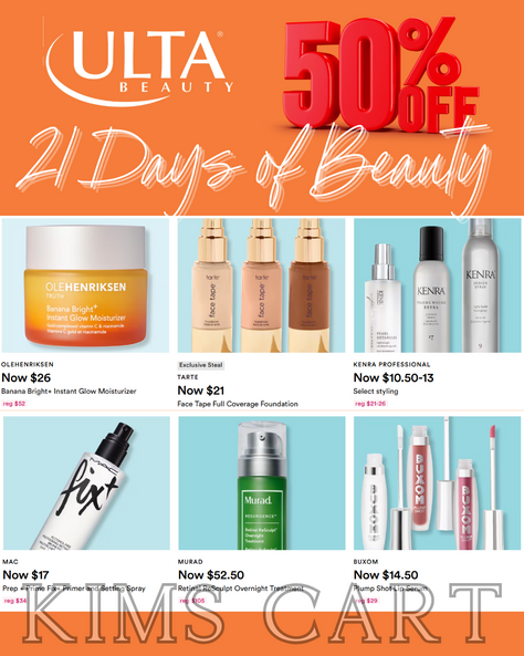 21 Days of Beauty Event - today's 50% OFF finds include tarte, Kenra, Buxom, MAC and more!!