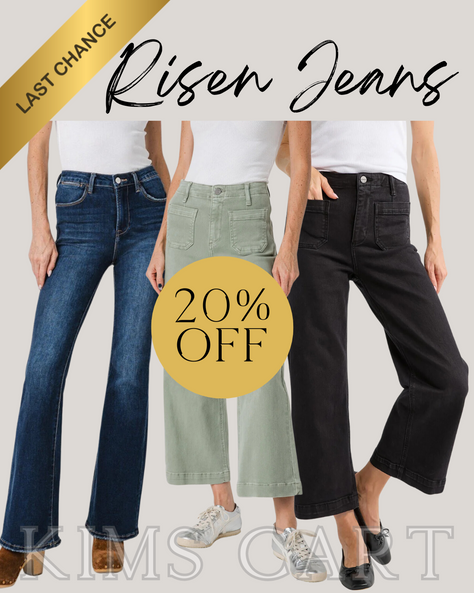 Today's the LAST CHANCE to save a RARE 20% OFF Risen Jeans. I own more pairs of these than I care to admit 🫣 They are SO GOOD!! 🙌 Super stretchy and comfortable. Definitely size DOWN 1 SIZE.