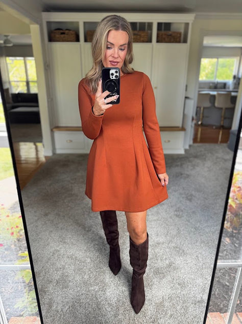HALF OFF this pleated mini fall dress!! 🍂🤎
