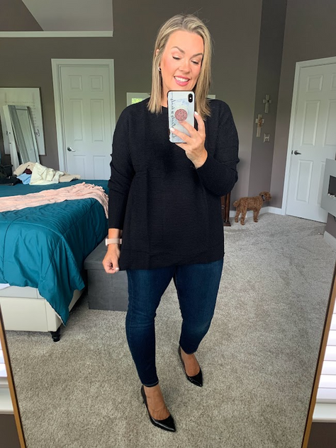 I always get compliments on this ribbed pullover sweater! And I just found the best price yet on it. Around $15 (Reg $45.99) when you shop through our link and clip the additional coupons.