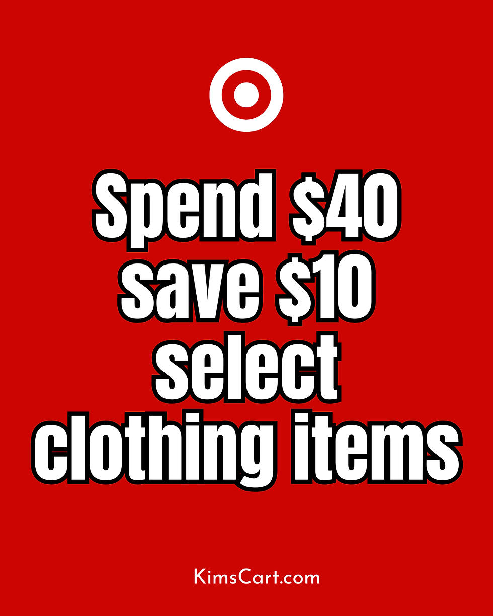 Spend $40 save $10 select clothing items