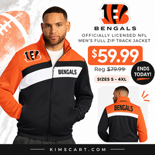 🔥 BENGALS FANS!!! This officially licensed NFL Men’s Full Zip Track Jacket is such a good deal!