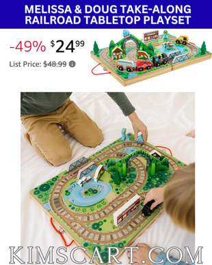 #1 Best Seller!! Melissa & Doug Take-Along Railroad Tabletop Playset with Wooden Train Toys 49% OFF!!