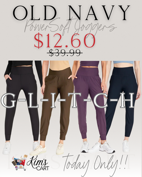 HOLY G-L-!-T-C-H!!! 😳 Ladies = LEGIT, RUUUUUN!!!! 🏃♀️🏃♀️🏃♀️ My FAVE!!!!!  PowerSoft Joggers ONLY $18 - Today + ANOTHER 30% is coming off at checkout (it's NOT supposed to!!)