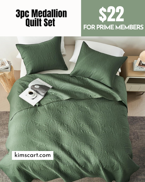 3pc Medallion Quilt Set $22 for Prime Members  