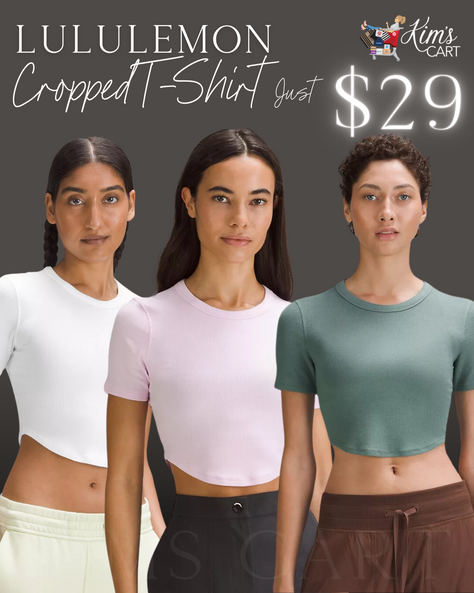 🤍 LuLuLemon Hold Tight Cropped T-Shirt JUST $29. Most sizes still available. Ships free.