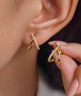 IMOLOVE Moissanite X-Shaped Stud Earrings 50% OFF!
