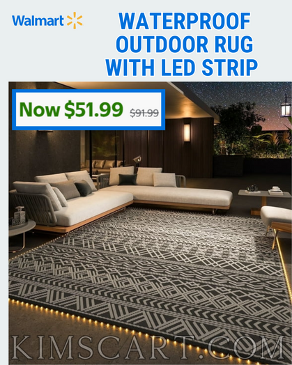 Umm…how cool is this?? Waterproof Outdoor Rug with LED Strip 8’ x 10’Marked down + clip the additional $10 OFF coupon.