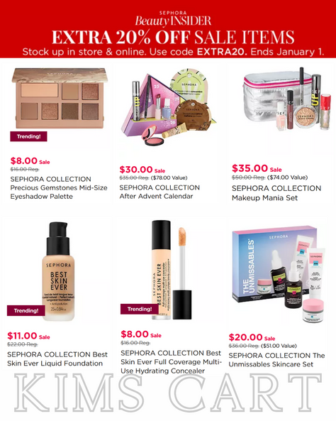 WHOA!!!  This is gooood.  Use code EXTRA20 for another 20% OFF Sephora Sale items.  THIS IS THE TIME TO CASH IN YOUR GIFT CARDS.