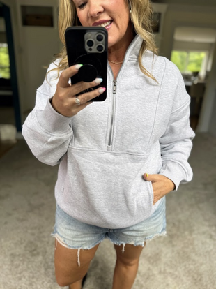 THE GYM PEOPLE Womens' Half Zip Pullover Fleece Stand Collar Crop Sweatshirt with Pockets Thumb Hole is ONLY $19.99 today!! This one fits TTS.