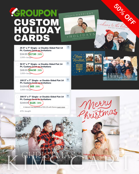 Still need to order your Christmas Cards? Head over to Groupon for 50% OFF Custom Holiday Cards or Invitations from Staples. ad: