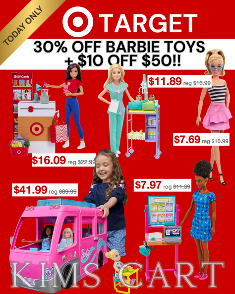 🎯TODAY ONLY: Target Circle Deal: Save 30% on Barbie Toys + $10 OFF $50!!