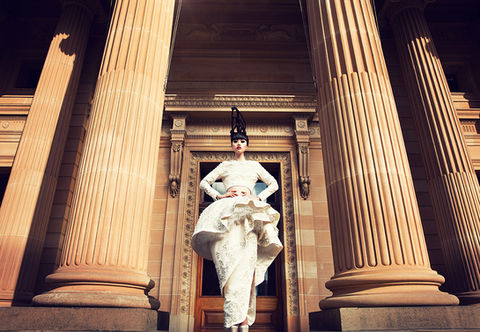 Jessica Minh Anh wearing Azzi & Osta couture in Sydney