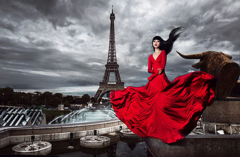 Jessica Minh Anh wearing Julien Fournié couture in Paris
