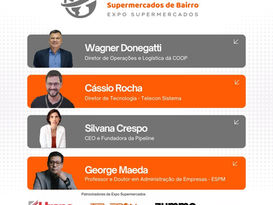 Palestrantes do Congresso Nacional para Supermercados de Bairro no dia 9 de abril de 2025