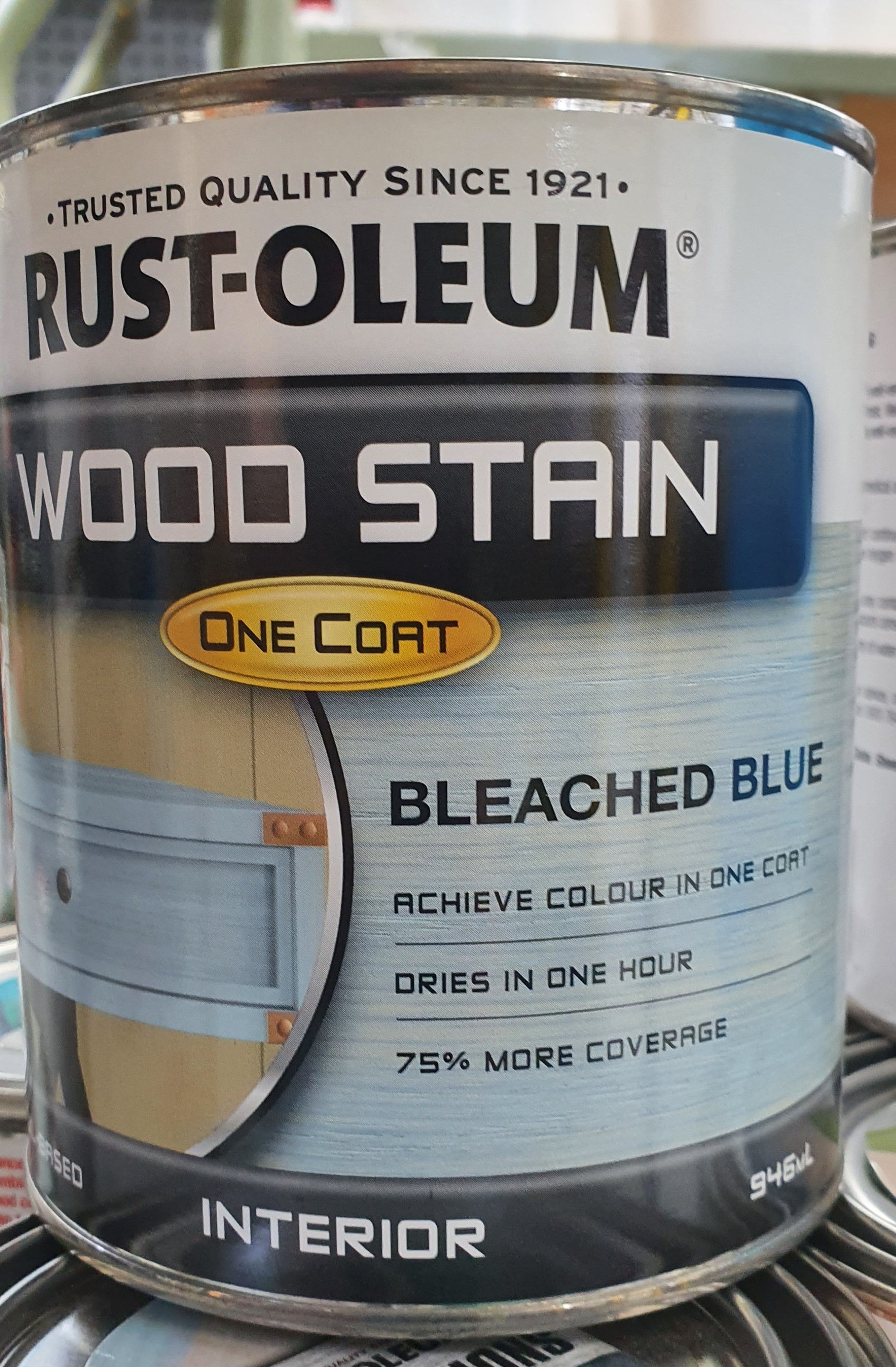 Rust-Oleum Wood Stain 1Lt Bleached Blue