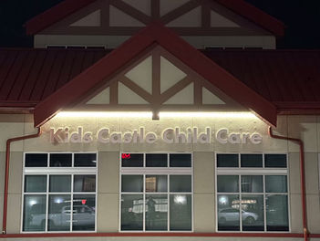 LED backlit channel letters signage installation on exterior wall for a childcare facility in Calgary