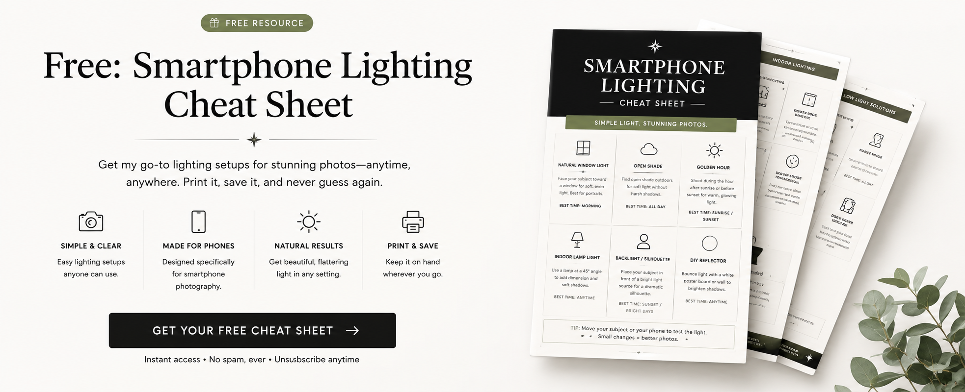 Smartphone Lighting Cheat Sheet