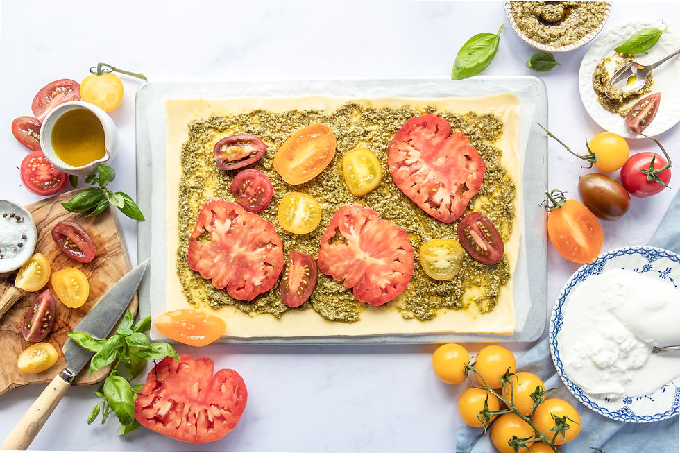 Summer Tomatoes Tart With Pesto And Burrata