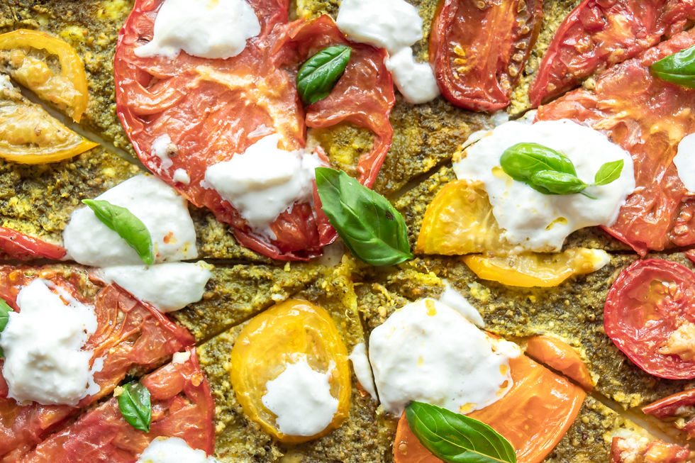Summer Tomatoes Tart With Pesto And Burrata