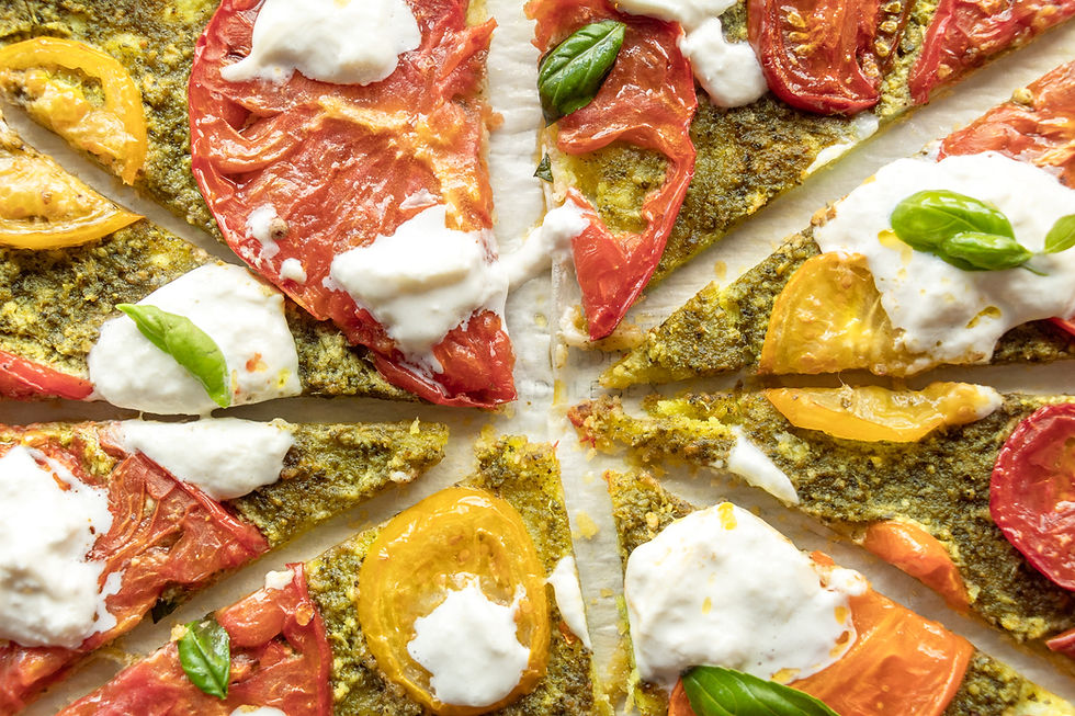 Summer Tomatoes Tart With Pesto And Burrata