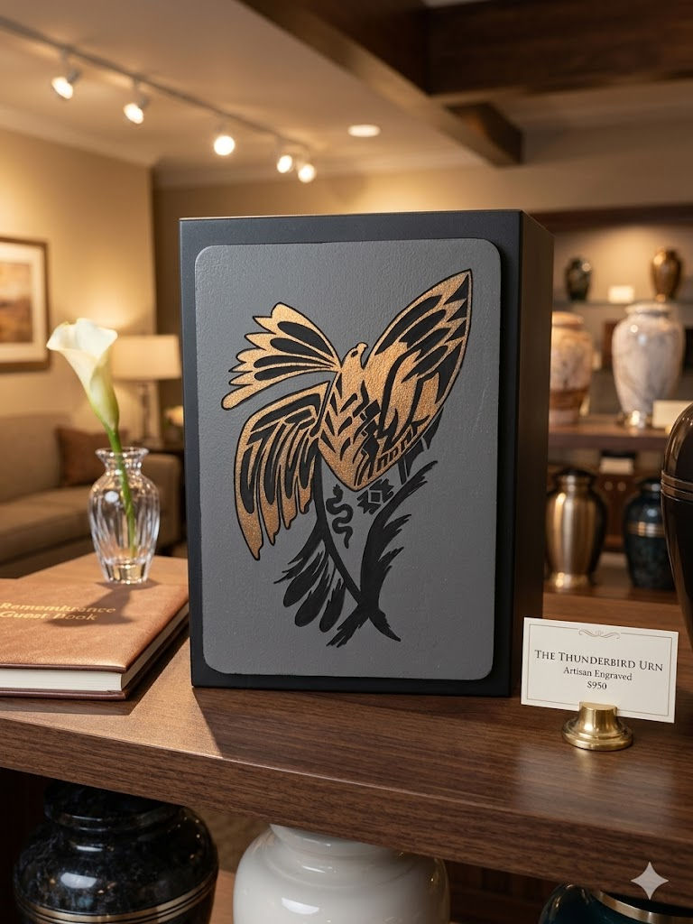 Thumbnail: Thunderbird Spirit Handmade Memorial Urn – Southwest Thunderbird Cremation Urn f