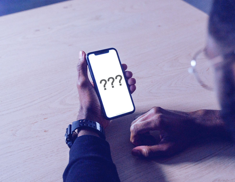 Fragezeichen auf Handy