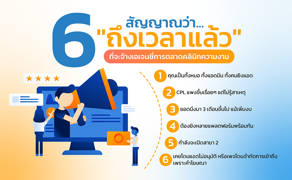 6 สัญญาณว่า "ถึงเวลาแล้ว" ที่จะจ้างเอเจนซี่การตลาดคลินิกความงาม