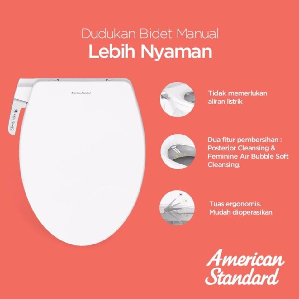 American Standard Toilet Duduk OD1 / B1A CCST Set White – Dual Flush + Tutup Closet Slow Closing B1060