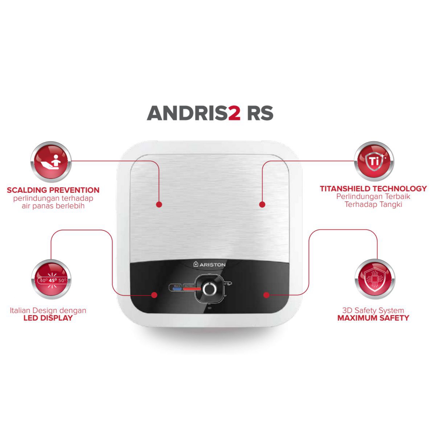 ARISTON WATER HEATER ANDRIS2 RS 15 LITER 350WATT