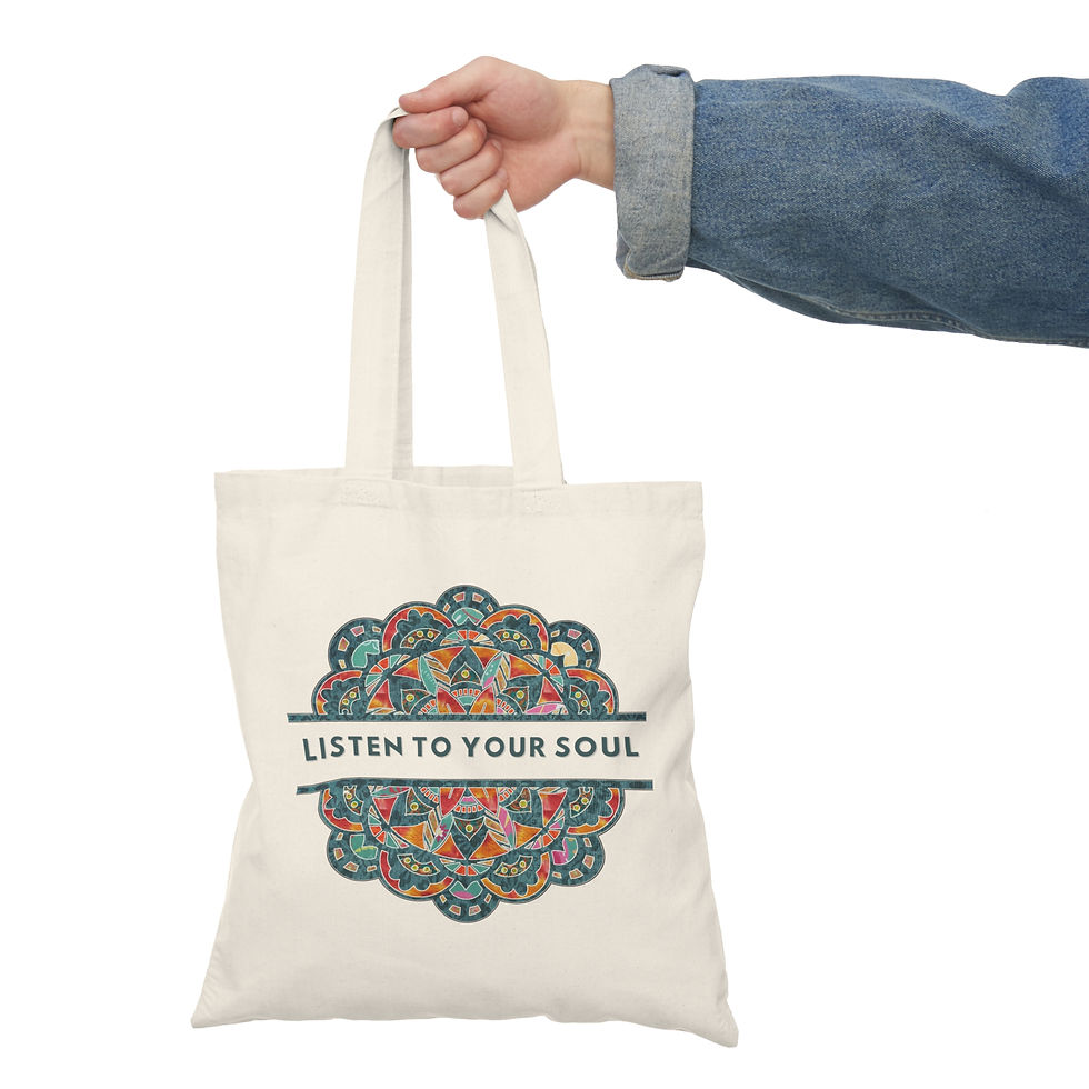 Thumbnail: Listen to Your Soul Mandala Natural Tote Bag