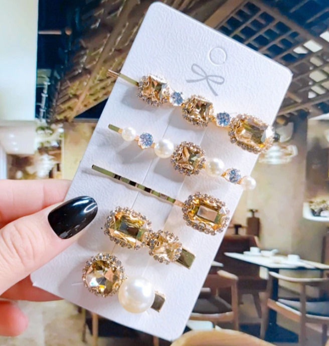 Thumbnail: Crystal & Pearl Hair Pin Set