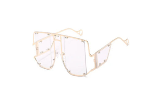 Thumbnail: New Metal Rivet Big Frame Oversized Square Sunglasses