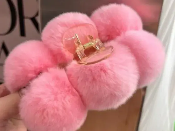 Thumbnail: Faux Rabbit Fur Hairpin Shark Clip