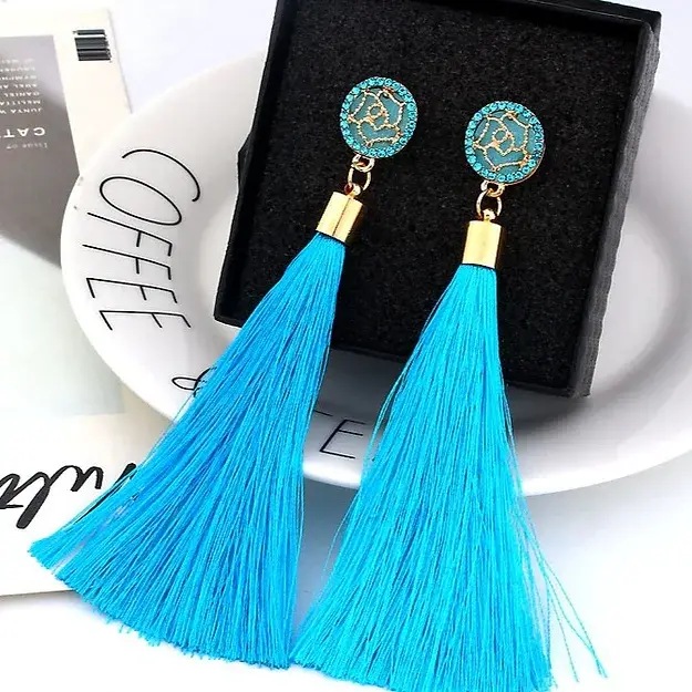 Bohemian Crystal Tassel Earrings