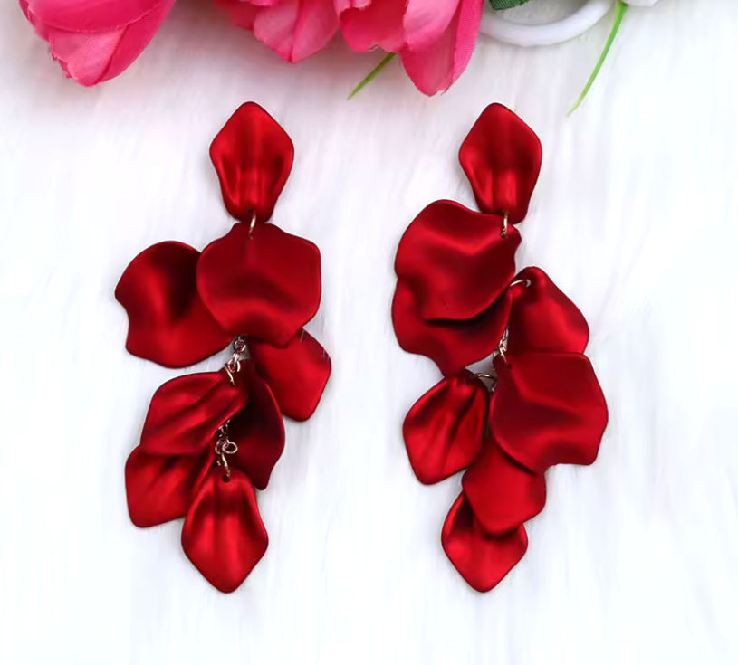 Thumbnail: Flower Long Bohemian Drop Earrings
