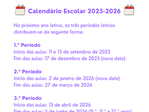 Calendário Escolar e Férias 2025/2026