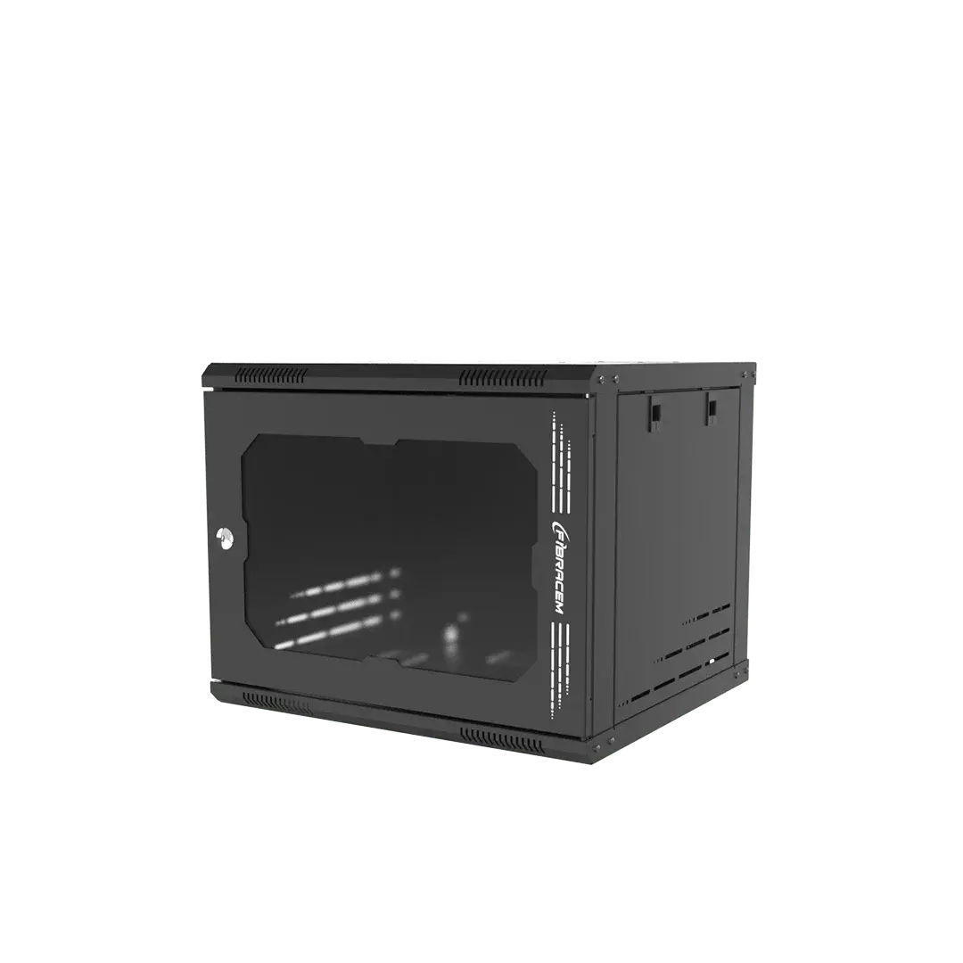 RACK DE PARED 6U P450 PUERTA DE VIDRIO -FIBRACEM -DESMONTABABLE