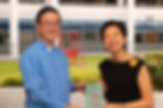 MGS Principal Mrs Valarie Wilson receiving the Sophia Blackmore in Singapore gift from Rev David Gwee, Pastor-in-Charge of CCMC