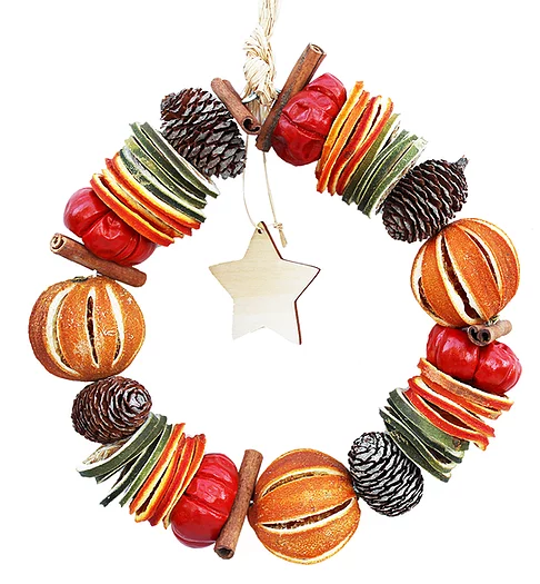 CHRISTMAS ORANGE CIRCLE WITH WOODEN STAR