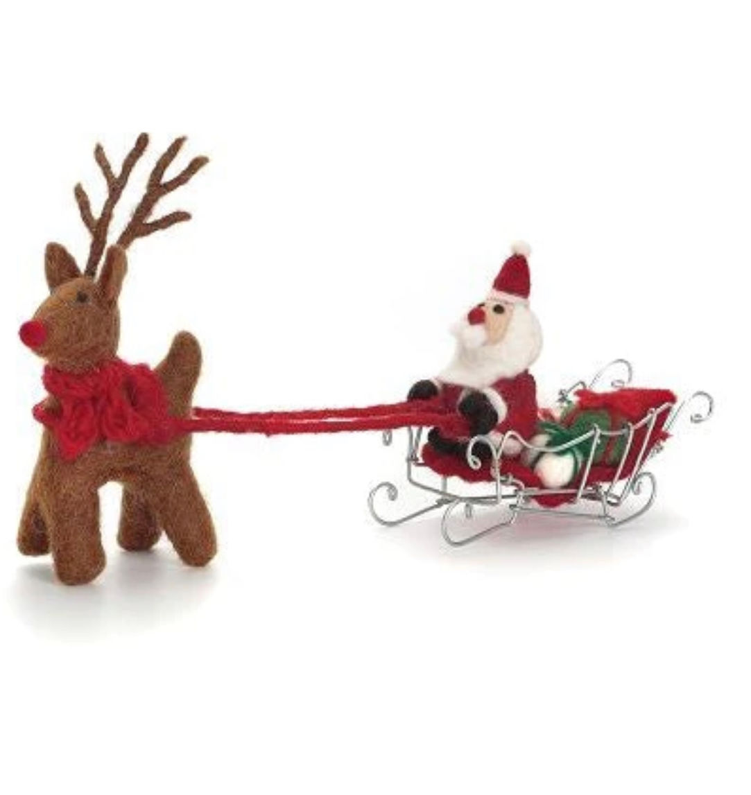 SANTA & RUDOLPH WITH SLEIGH & PRESENTS