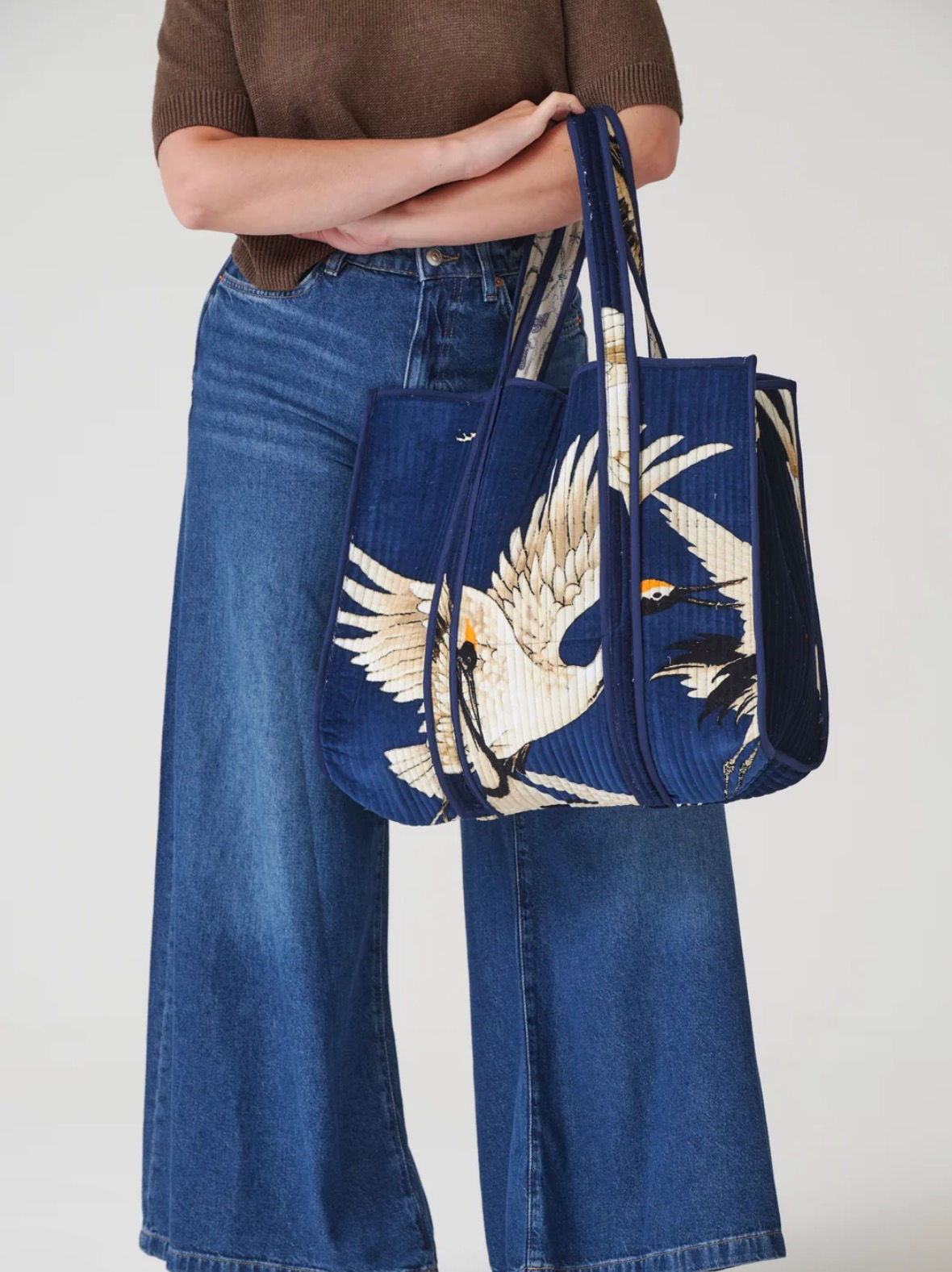 STORK NAVY VELVET TOTE BAG