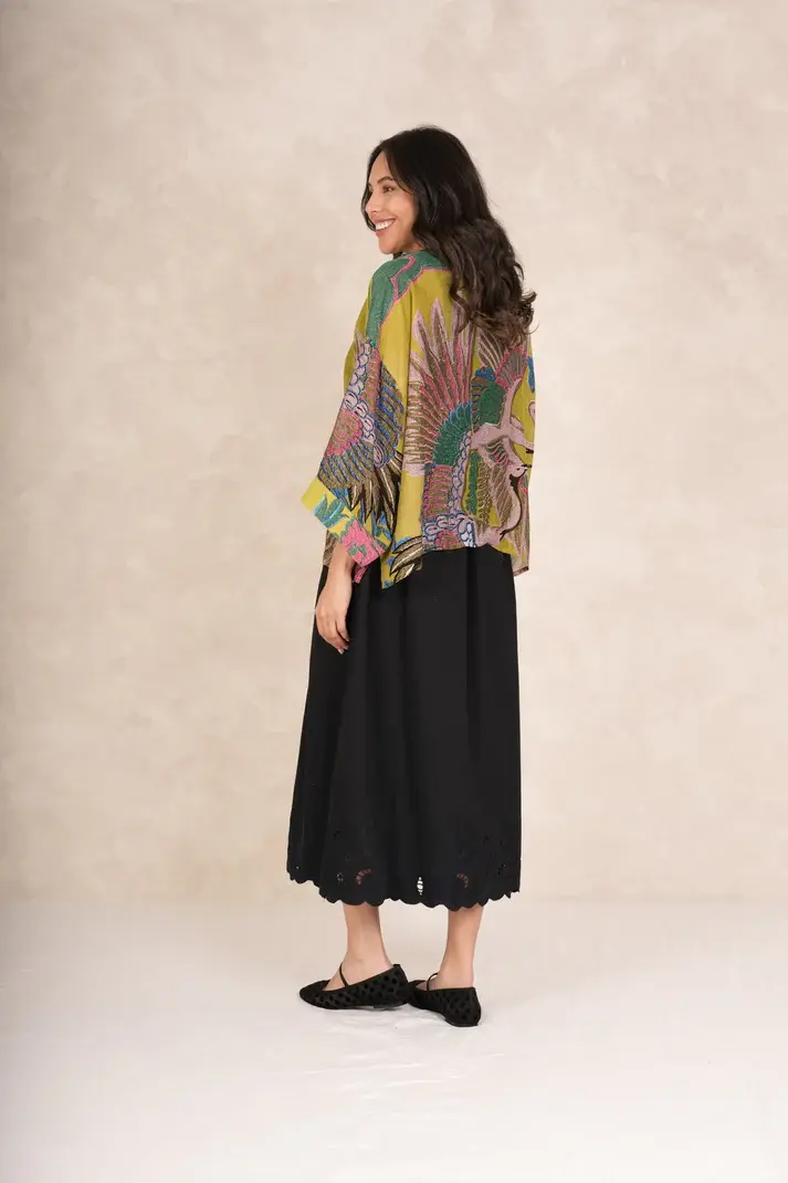 CRANE OLIVE KIMONO