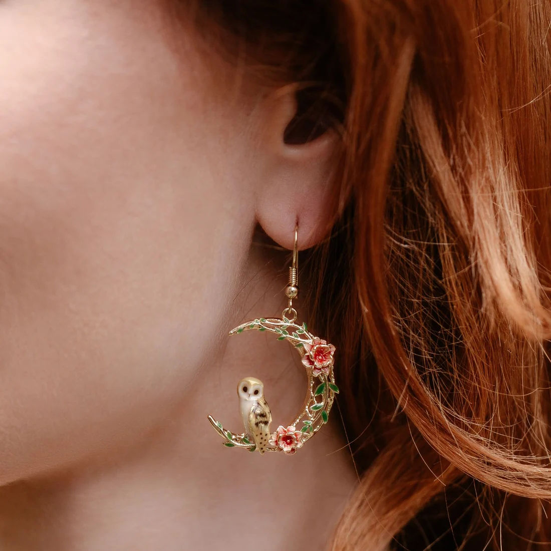 OWL AND MOON EARRINGS