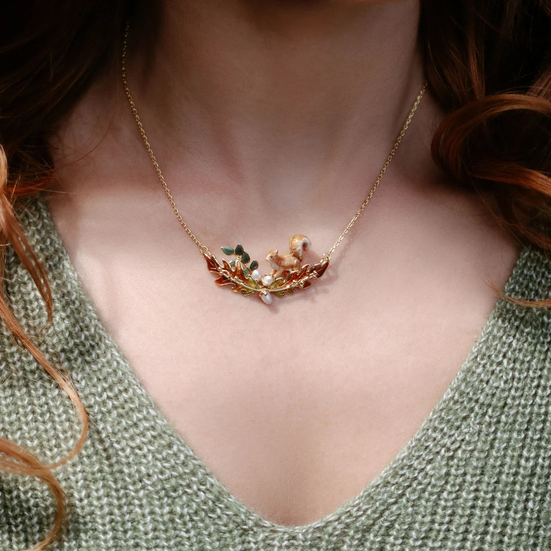SQUIRREL AND ACORN NECKLACE