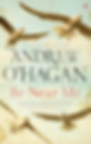 the front cover of a book. Background is blue sky with 4 birds flying around the title.