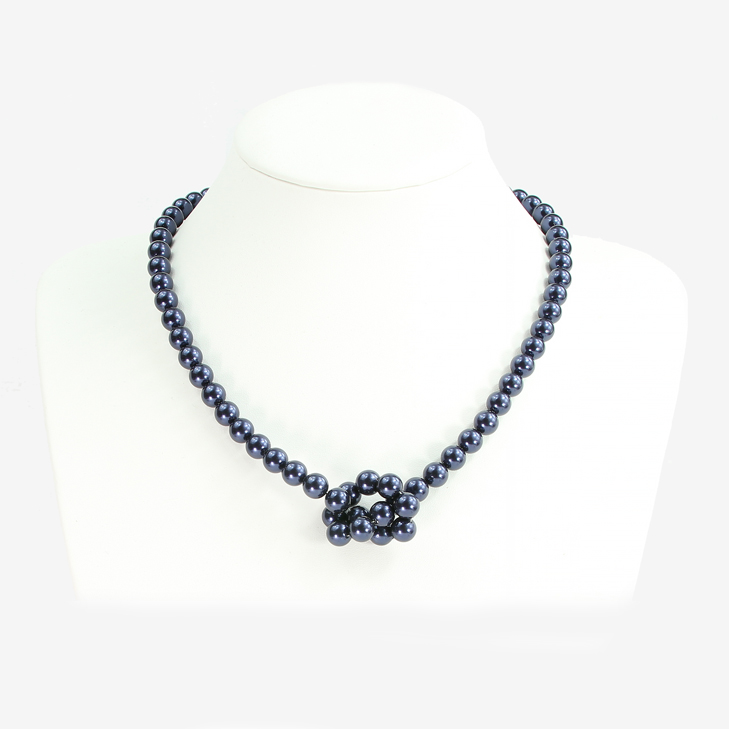 Thumbnail: Cool & Bright Crystal Pearl Knot necklace - 19 colours